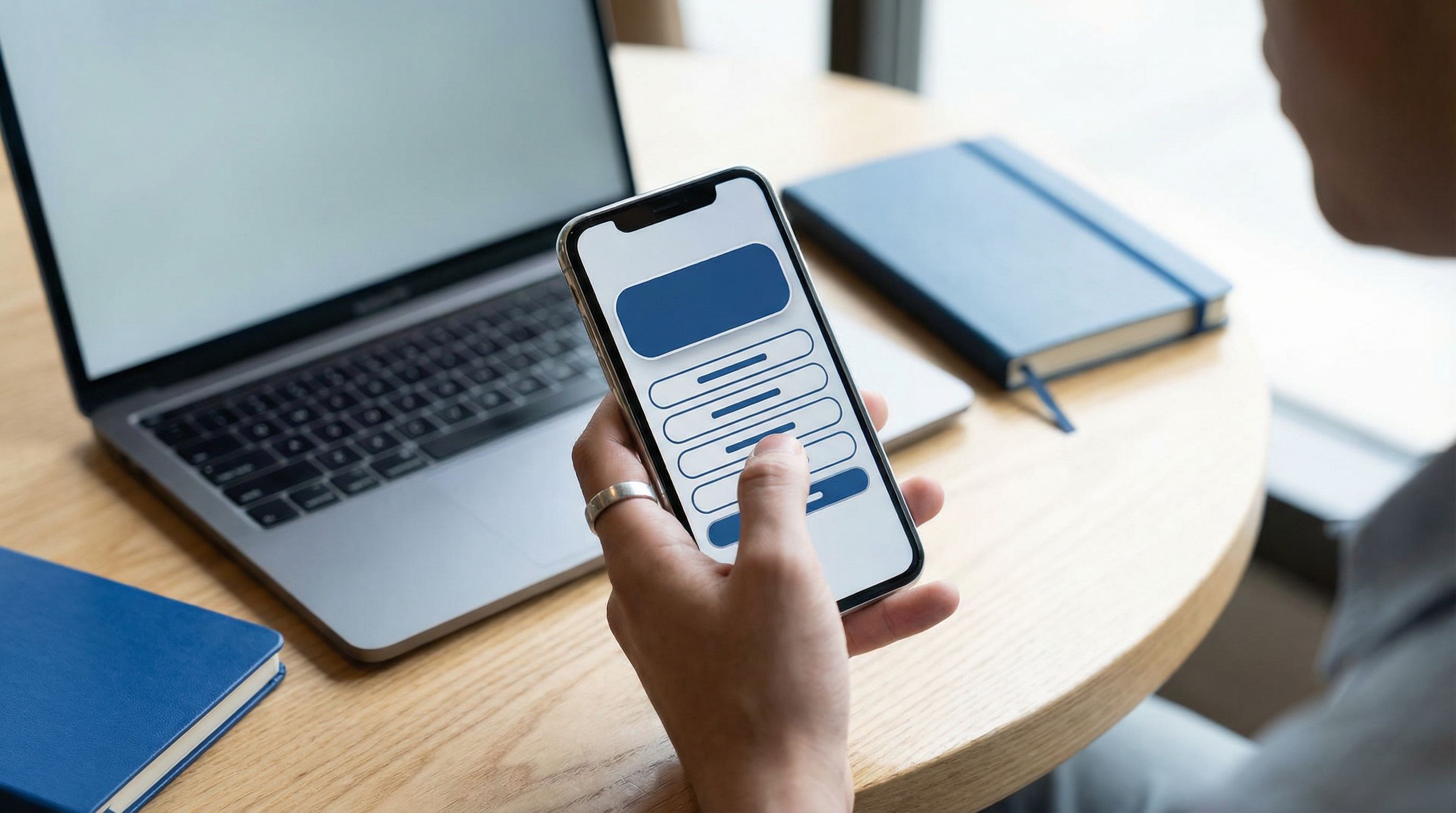 Close-up of a phone screen displaying a beautifully branded link-in-bio page with cohesive brand col