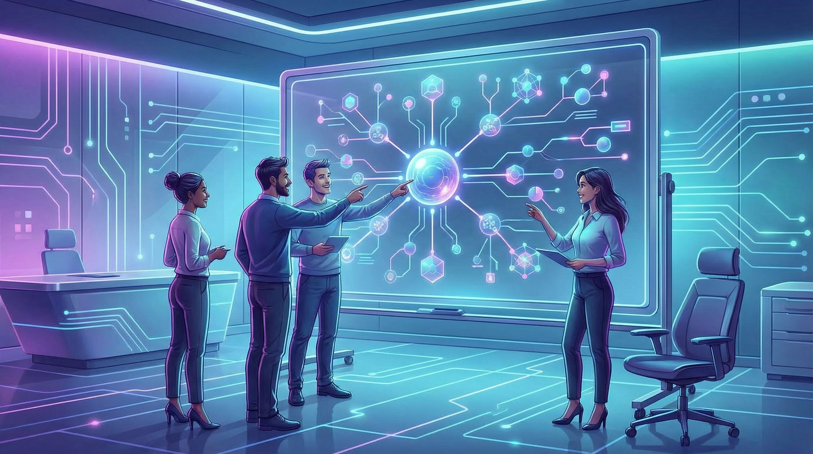 a visual content hub diagram on a whiteboard showing a central pillar topic with many connected subt