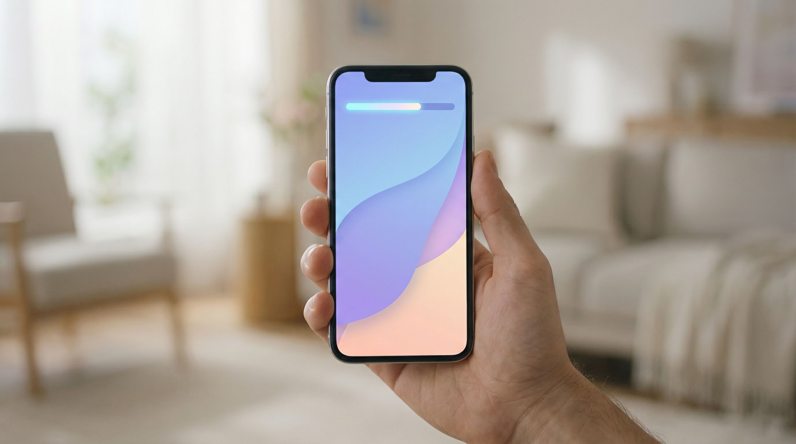 full-page view of a multi-step mobile form interface, showing a smooth animated transition between s