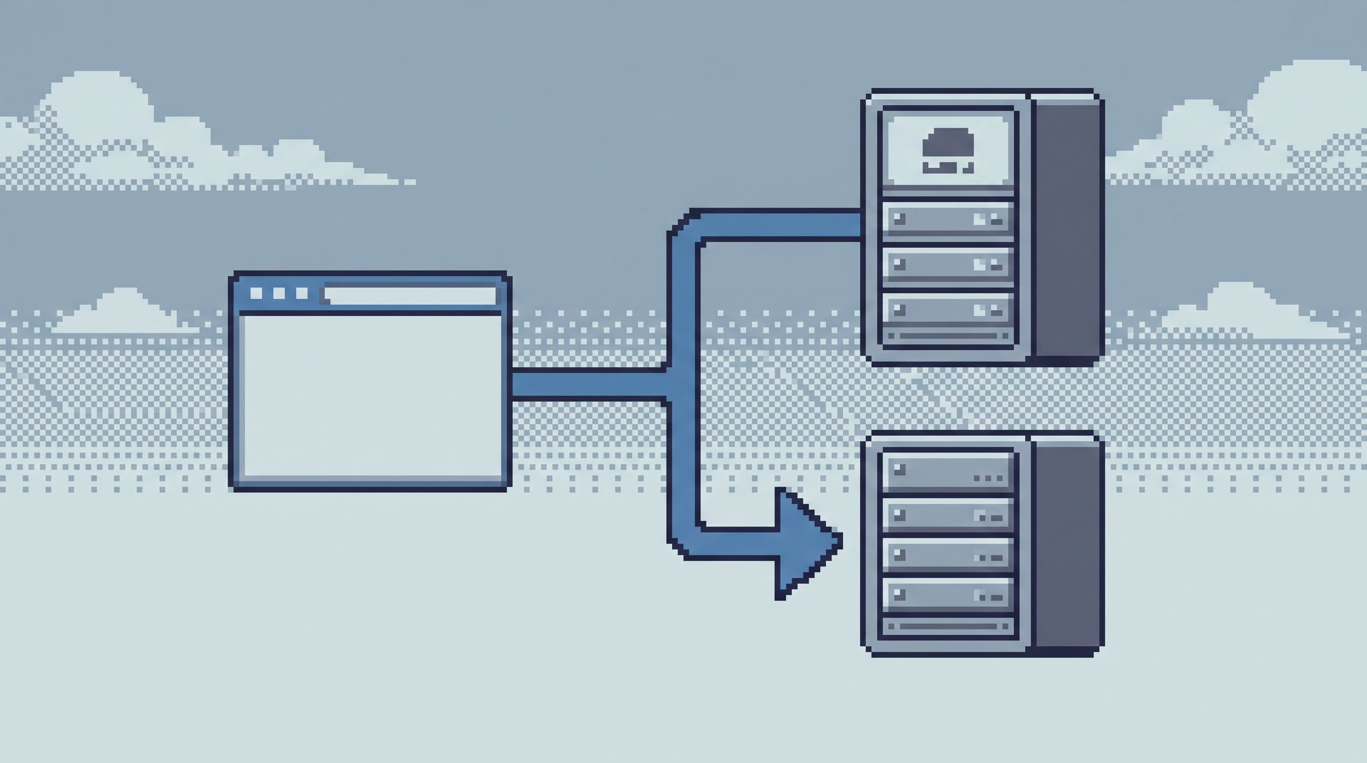 A calm, minimal interface showing a single browser window connected to a read-replica database, with