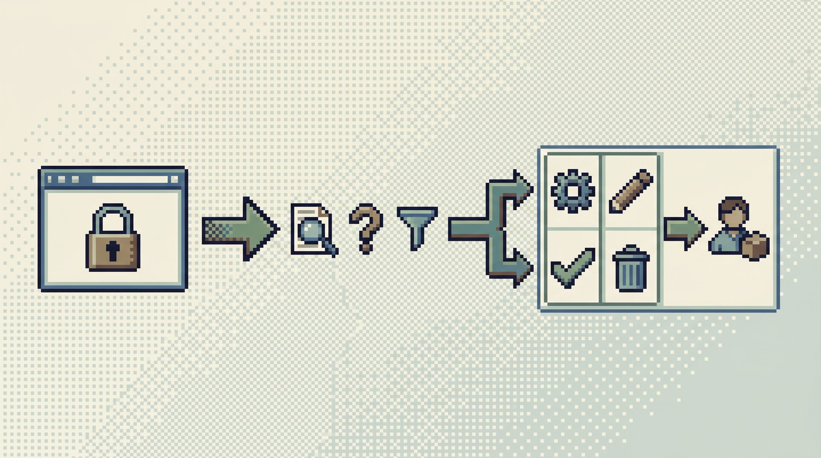 Sequence diagram style illustration showing a user starting in a read-only browser, following a line