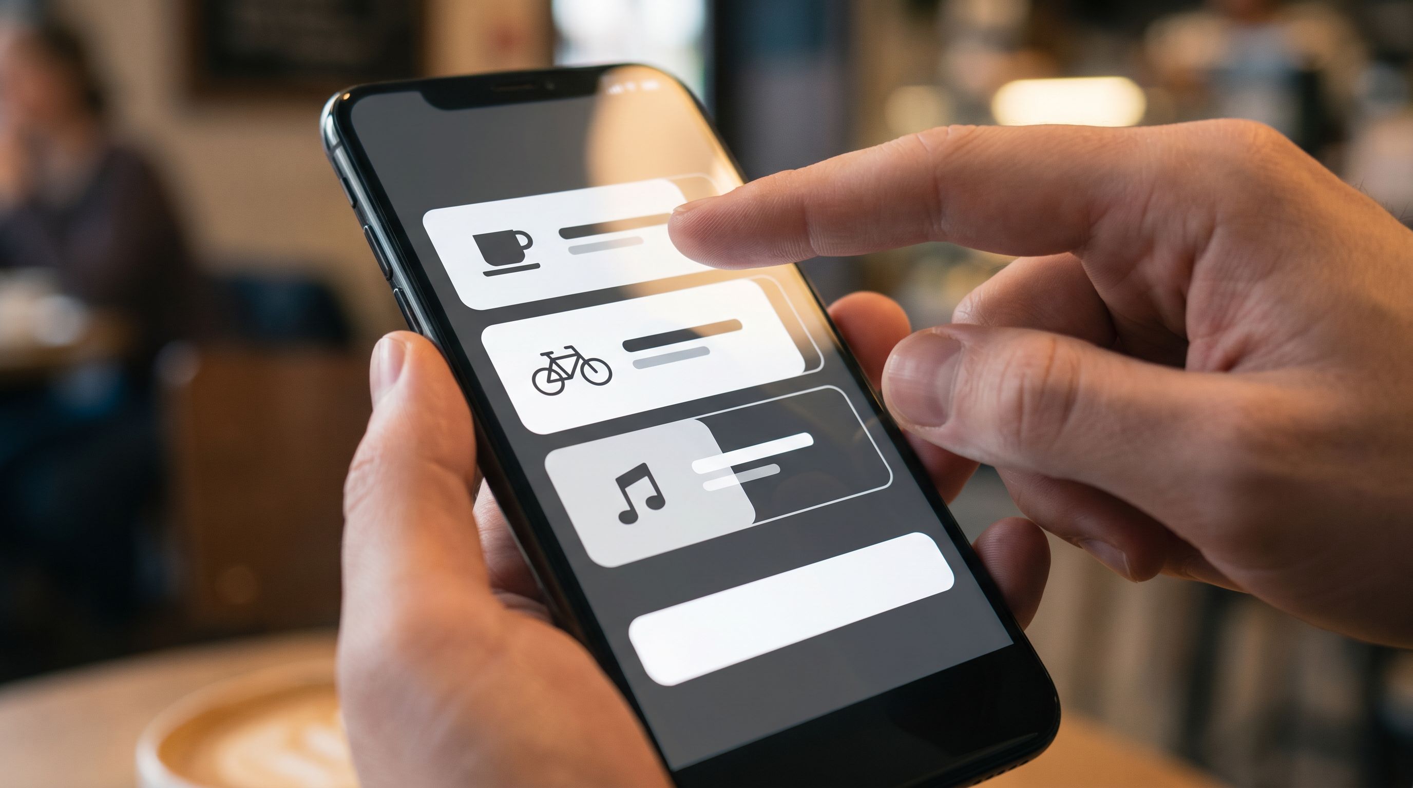 Close-up of a mobile form interface showing large, well-spaced card-style options with clear labels