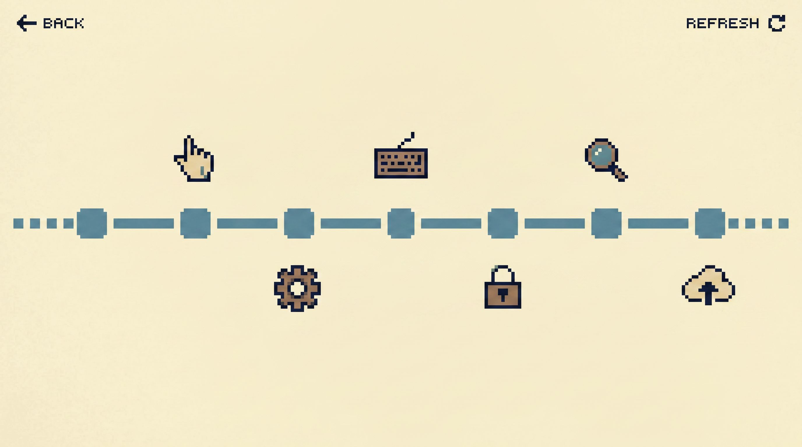 Timeline of database events visualized as a clean horizontal line with discrete points labeled with